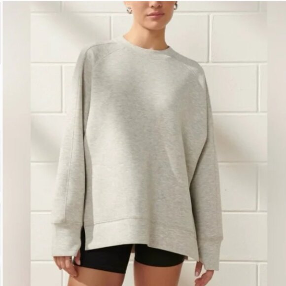 Abercrombie & Fitch YPB Neoknit Crewneck Sweatshirt Gray Pullover Pockets Size S - Picture 1 of 16